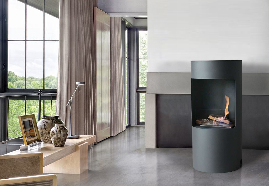 Bio-ethanol fireplace in the hotel lobby