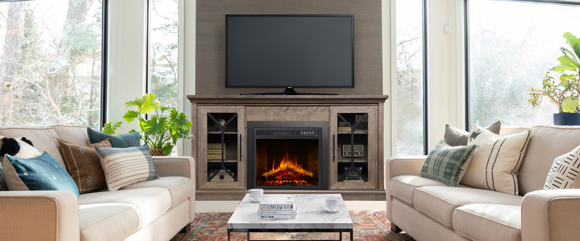 impressive flame, electric fireplace, home furniture