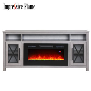 Impressive Flame 2 Glass Door Fireplace TV Stand with 36" Fireplace Insert Entertainment Center WFG36-TV13
