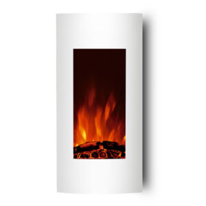 Chimenea eléctrica vertical de pared EFA530-10F | Vidrio Curvo, Flujo de aire superior, 2000W Heating White