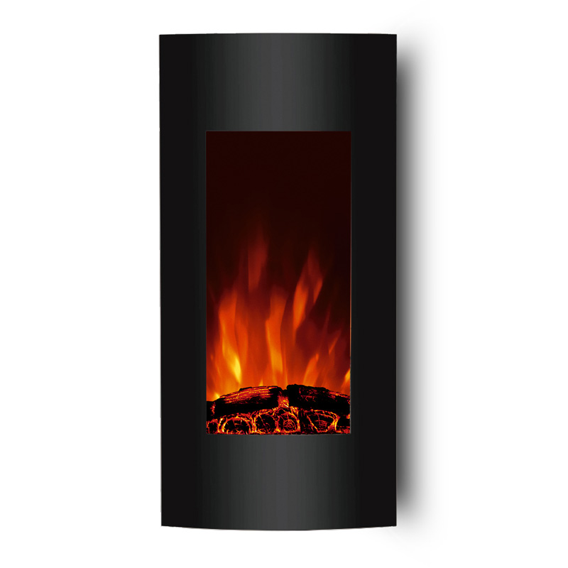 EFA530-10F Vertical Wall-Mounted Electric Fireplace | Curved Glass, Top Airflow, 2000W Heating Black - Image 2
