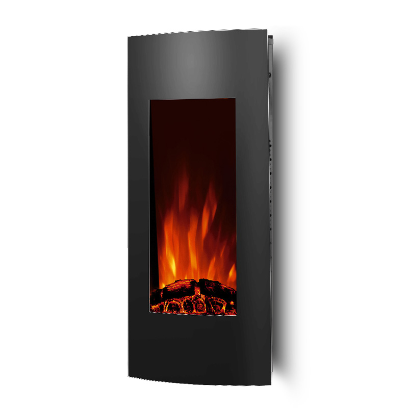 EFA530-10F Vertical Wall-Mounted Electric Fireplace | Curved Glass, Top Airflow, 2000W Heating Black - Image 3