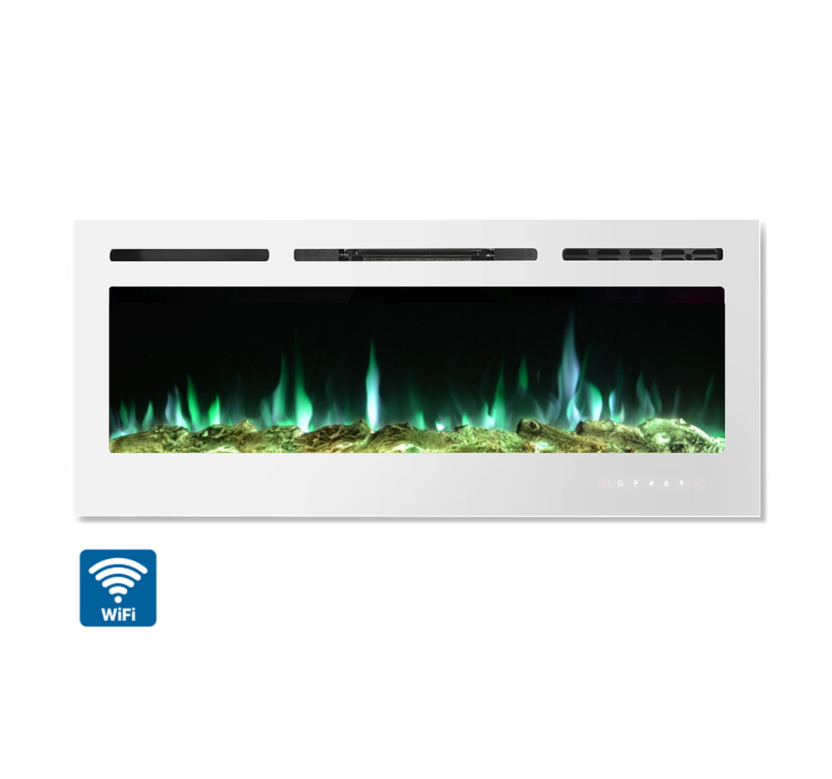 Impressive Flame 42” White Wi-Fi Smart Touch-sensitive Control Built-in & Wall Electric Fireplace EFG-1342TCL