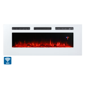 Impressive Flame 42” White Wi-Fi Smart Classic Built-in & Wall Mounted Electric Fireplace EFG-1342