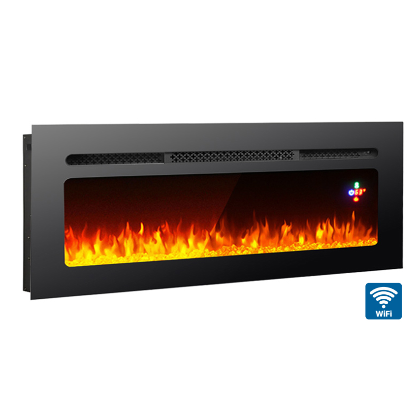 Impressive Flame 42” Black Wi-Fi Smart Classic Built-in & Wall Mounted Electric Fireplace EFG-1342