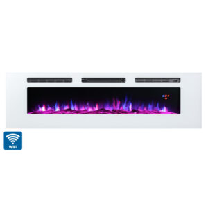 Impressive Flame 72” White Wi-Fi Smart Classic Built-in & Wall Mounted Electric Fireplace EFG-1372