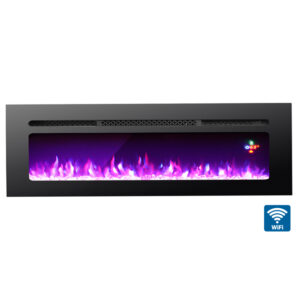 Impressive Flame 72” Black Wi-Fi Smart Classic Built-in & Wall Mounted Electric Fireplace EFG-1372