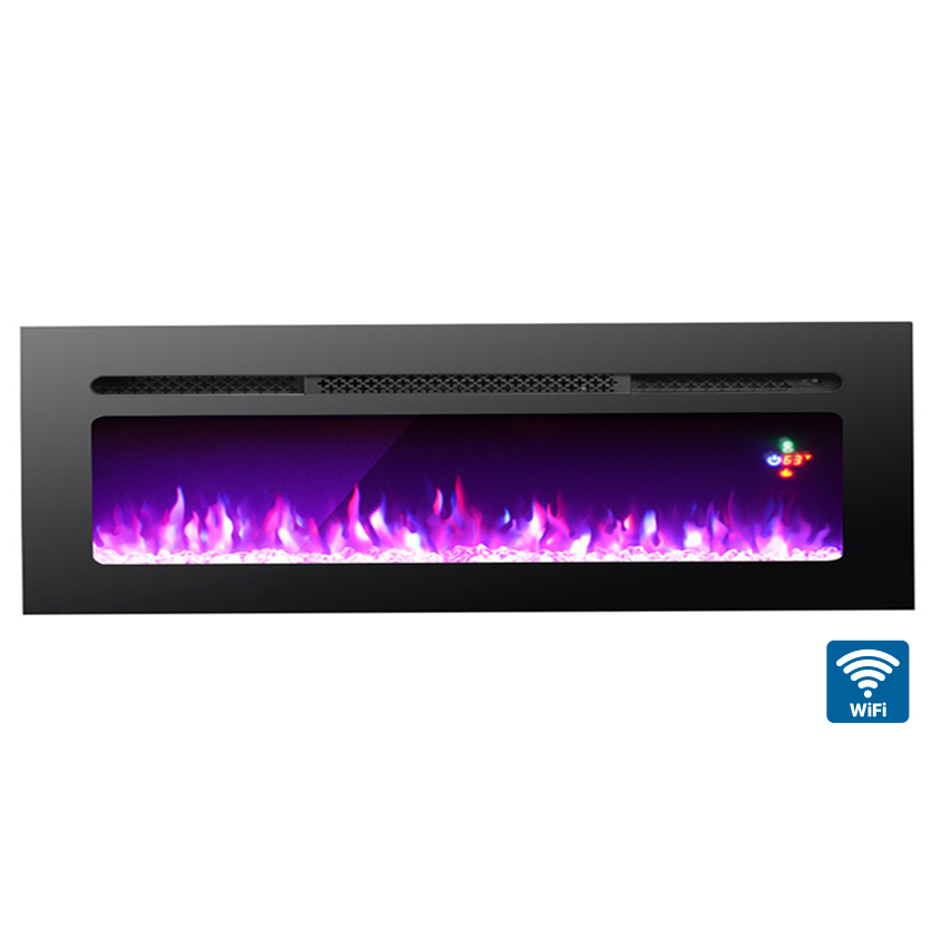 Impressive Flame 72” Black Wi-Fi Smart Classic Built-in & Wall Mounted Electric Fireplace EFG-1372
