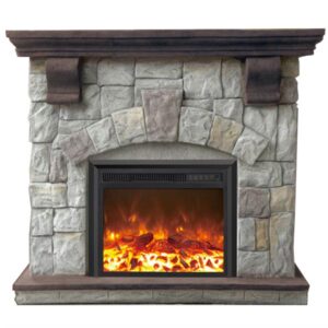 Impressive Flame Stone Fireplace Stone-look Electric Heater STF04