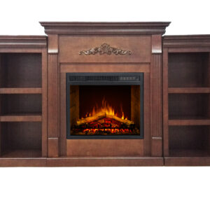 Impressive Flame Electric Fireplace Heater TV Stand Entertainment Center Fireplace WF-721 Brown