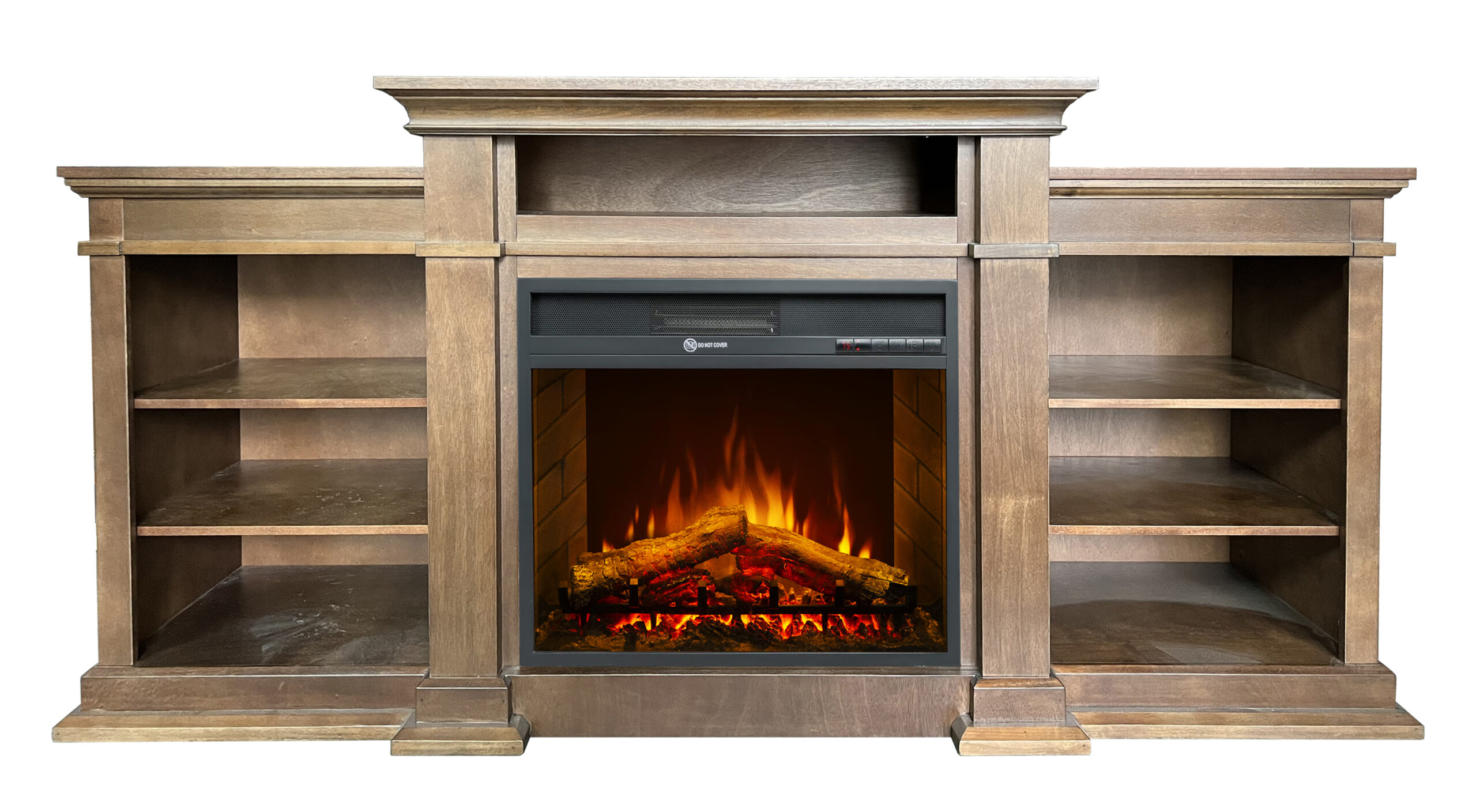 Impressive Flame Electric Fireplace Heater TV Stand Entertainment Center with Bookshelves WF723 Brown - Bild 2