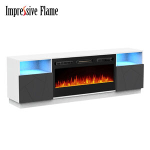 Impressive Flame Entertainment Center Electric Fireplace with Top Ambient Light TV Stand Fireplace WFG36-TV5 Gray