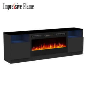 Impressive Flame Entertainment Center Electric Fireplace with Top Ambient Light TV Stand Fireplace WFG36-TV5 Black