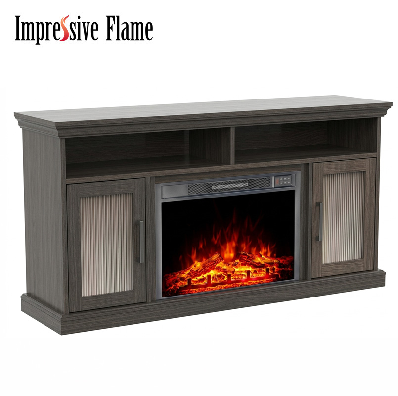 Impressive Flame Plain and Elegant Design Entertainment Centers & TV Stands With Fireplace WF2518