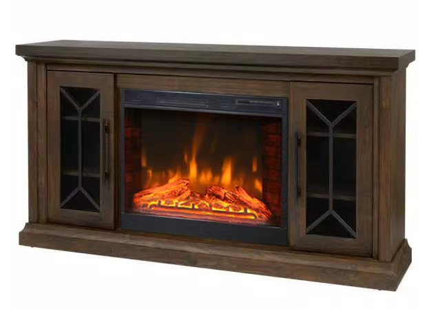 Fireplace Mantels Classical Wooden TV Stand Electric Fireplace with 34" Fireplace Insert Entertainment Center WF718 Dark Brown - Image 2