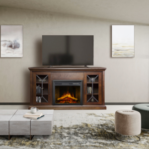 Fireplace Mantels Classical Wooden TV Stand Electric Fireplace with 34" Fireplace Insert Entertainment Center WF718 Dark Brown