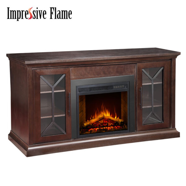 Fireplace Mantels Classical Wooden TV Stand Electric Fireplace with 34" Fireplace Insert Entertainment Center WF718 Red Brown