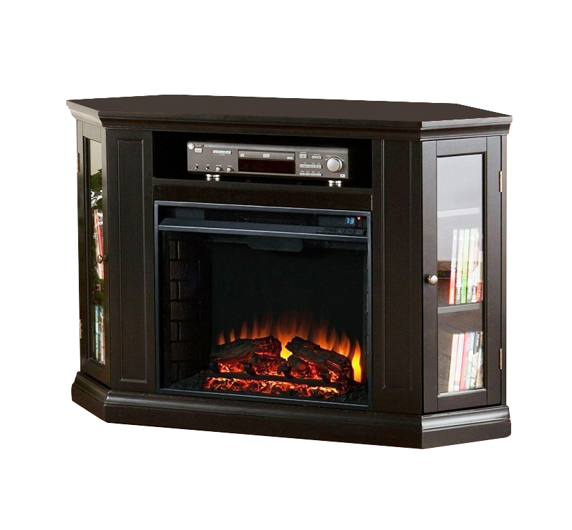 Impressive Flame Corner Fireplace TV Stand Entertainment Center Electric Fireplace WF720 Black - Image 2