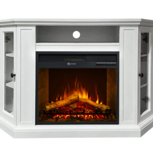 Impressive Flame Corner Fireplace TV Stand Entertainment Center Electric Fireplace WF720 White