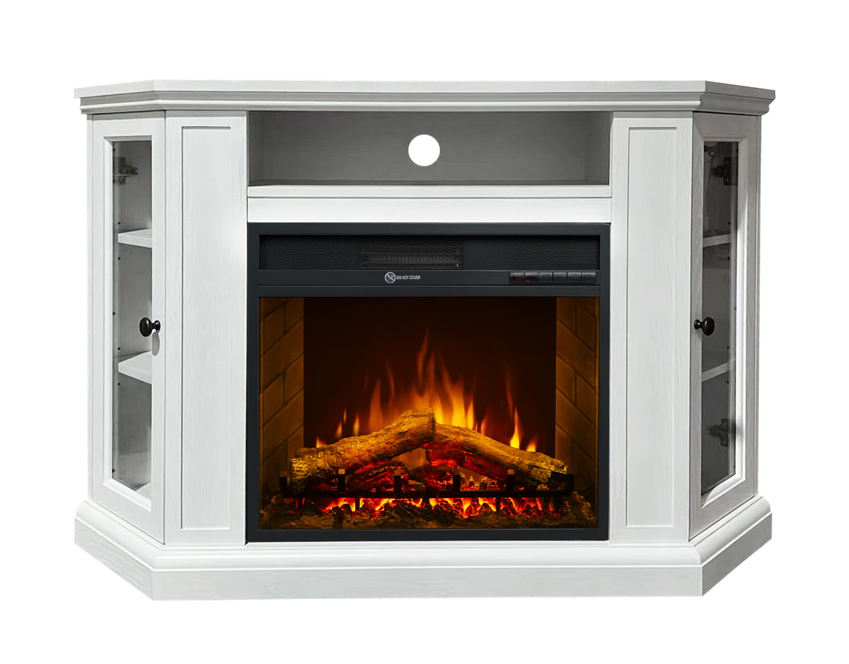 Beeindruckender Flame-Eckkamin, TV-Ständer, Entertainment-Center, elektrischer Kamin WF720, Weiß