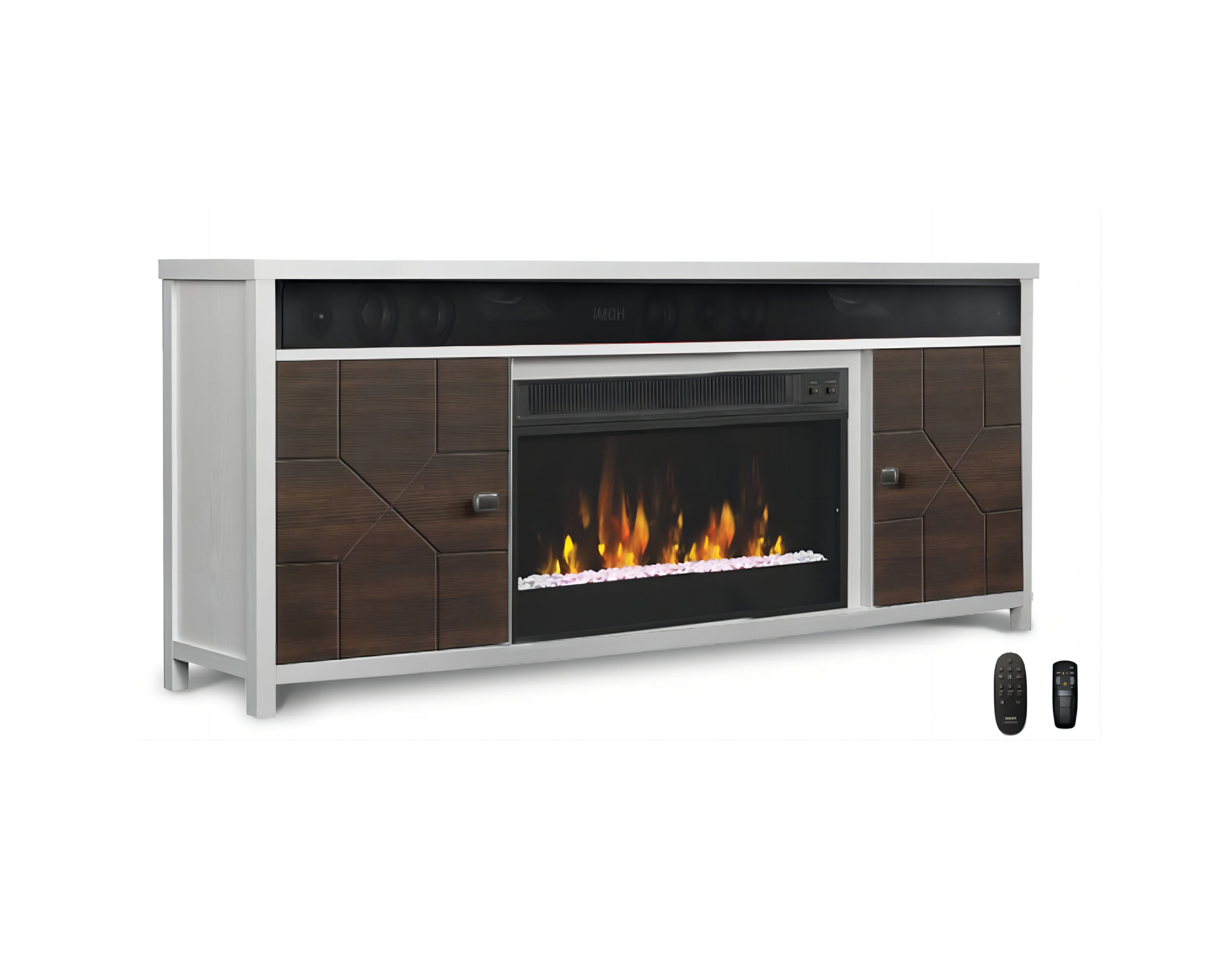 Impressive Flame Entertainment Center Electric Fireplace with Top Ambient Light TV Stand Fireplace WF727