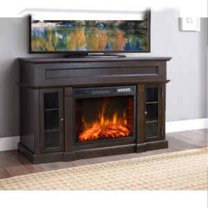 Impressive Flame Modern Fireplace TV Stand Entertainment Center Electric Heater WF729 Dark Brown