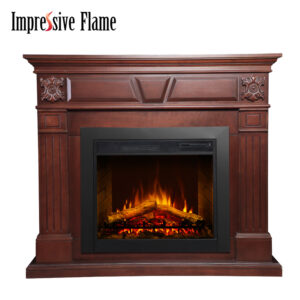 Impressive Flame Large Electric Fireplace With Wood Mantel WF760 in Cherry Wood
