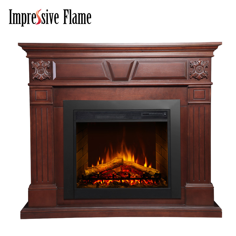 Impressive Flame Large Electric Fireplace With Wood Mantel WF760 in Cherry Wood
