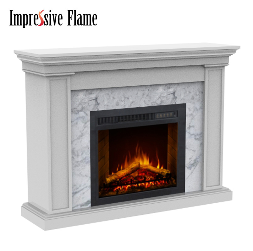 Fireplace Mantels Classic Marble-Look Wooden Electric Fireplace WFG-710