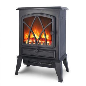Beeindruckender freistehender elektrischer Kaminofen Flame mit gotischem Bogenfenster EFHY-202