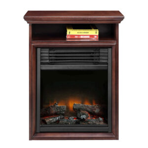 Impressive Flame Compact Wood Mantel Electric Fireplace with Storage Shelf WF-217