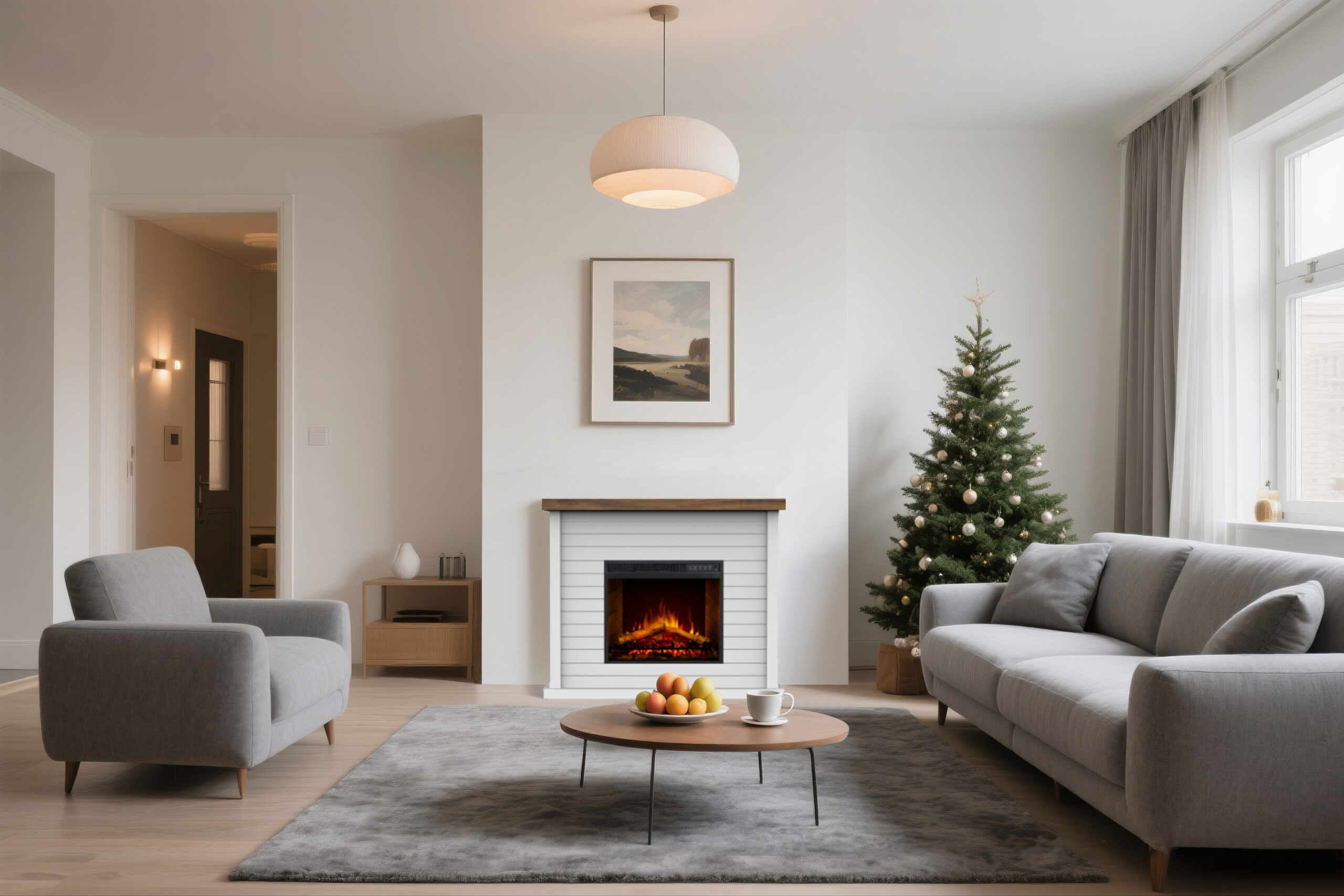 Impressive Flame Farmhouse Electric Fireplace with Shiplap Mantel & 3D Flame WF-2404 - ছবি 3