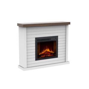 Impressive Flame Farmhouse Electric Fireplace with Shiplap Mantel & 3D Flame WF-2404