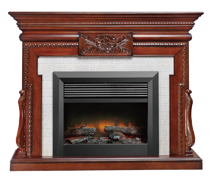 Impressive Flame Ornate Traditional Wood Mantel Electric Fireplace WF513