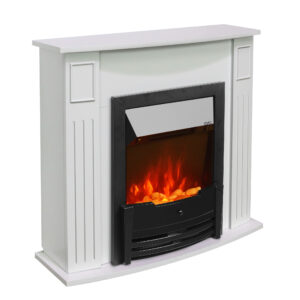Impressive Flame Curved Front Electric Fireplace with White Mantel WFS-122