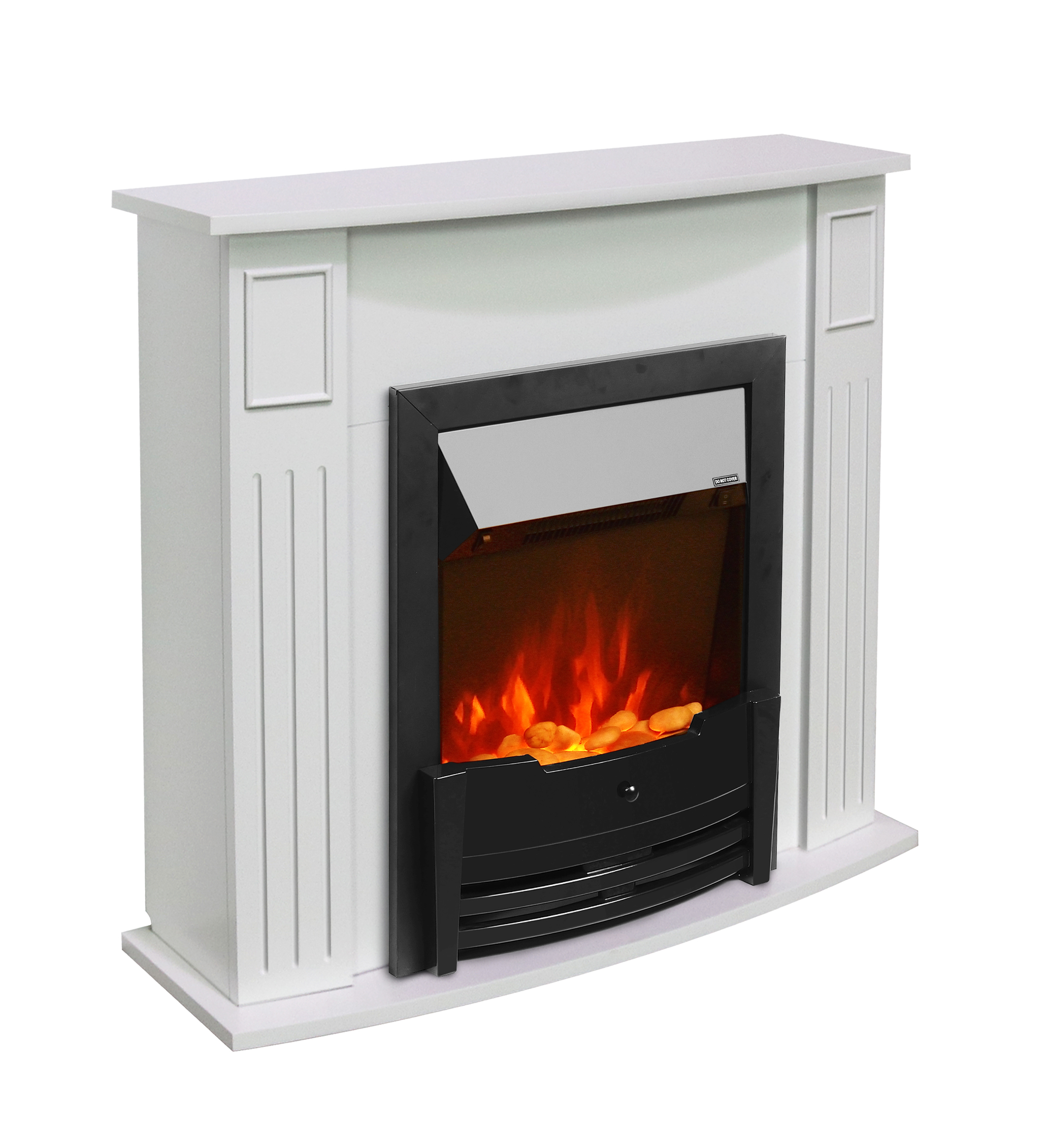 Impressive Flame Curved Front Electric Fireplace with White Mantel WFS-122
