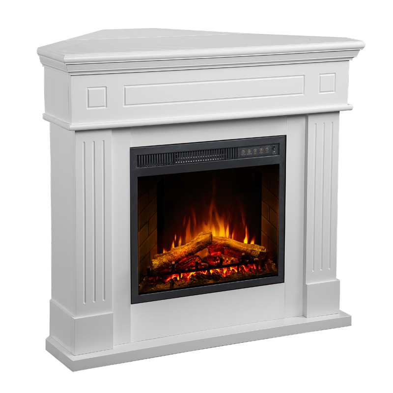 Impressive Flame Coner Electric Fireplce with Wood Mantel WF-027 White Corner